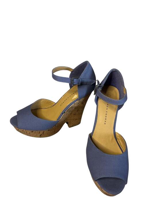 LC Lauren Conrad Madison Periwinkle Blue Cork Platform Wedge Sandals - Picture 2 of 6